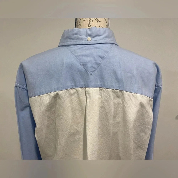 Tommy Hilfiger Long sleeve button down blue pink white color block shirt size XL - Picture 6 of 11
